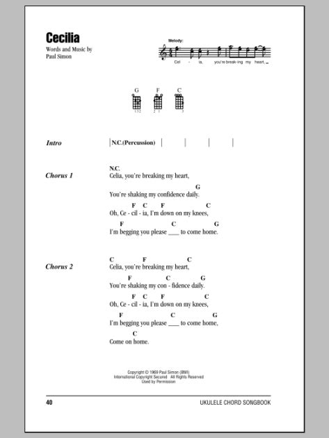 chords cecilia|cecilia chords ukulele.